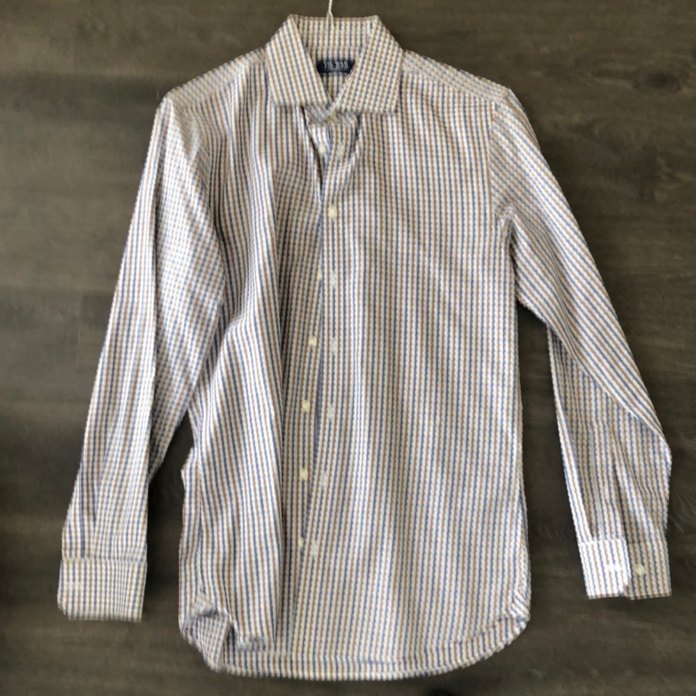 The tie bar men’s blue and brown checkered